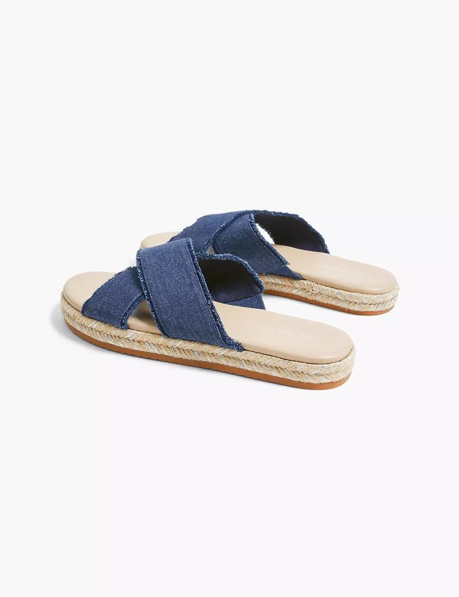 Navy Lane Bryant Dream Cloud Criss-Cross Espadrille Women Slide Sandals | RNT6064TX