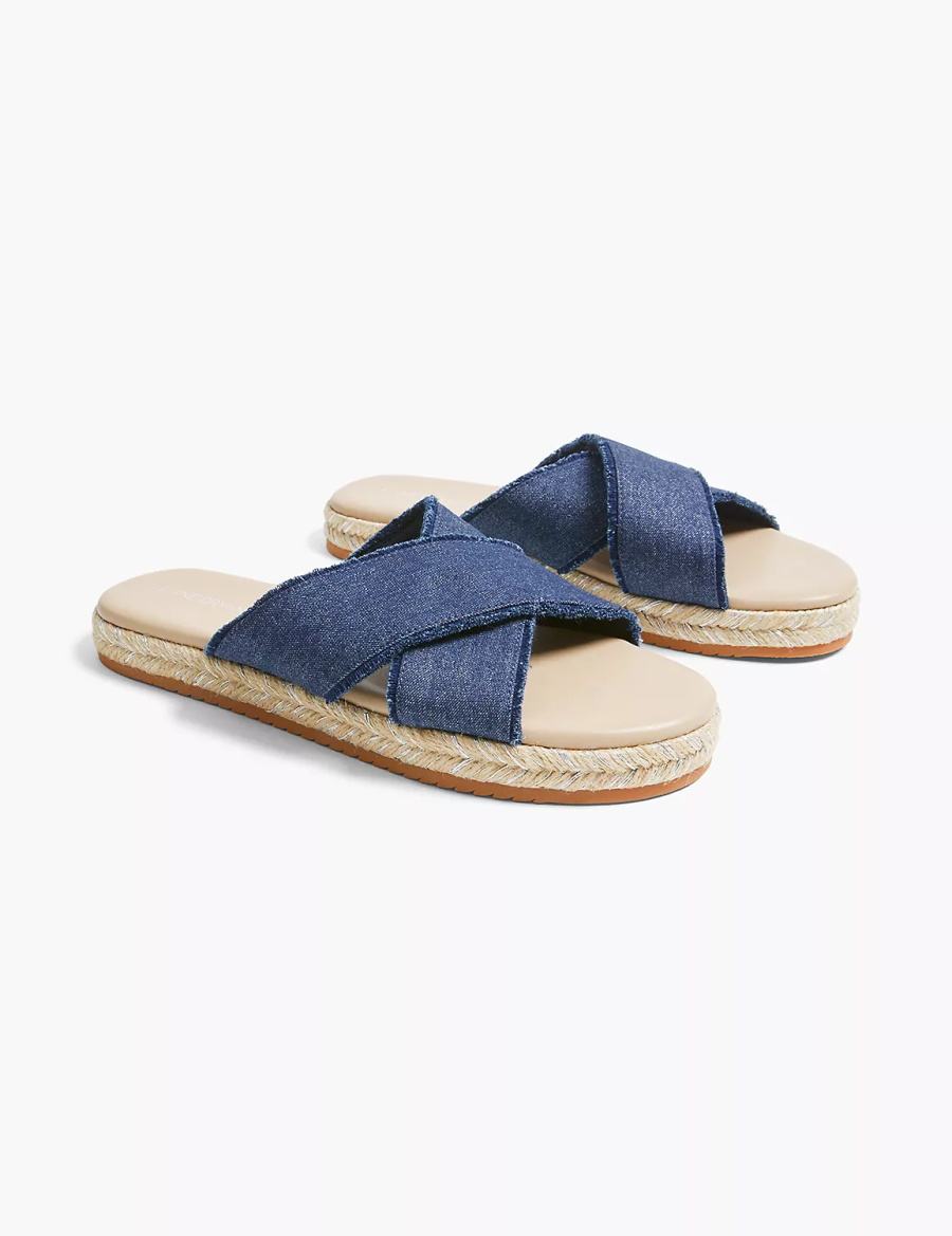 Navy Lane Bryant Dream Cloud Criss-Cross Espadrille Women Slide Sandals | RNT6064TX