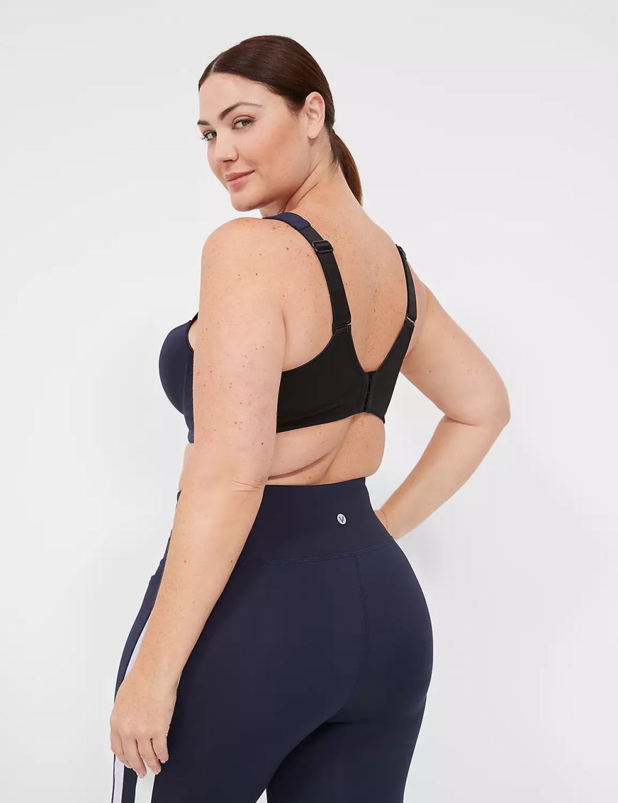 Navy Lane Bryant LIVI Max Support Wicking Underwire Women Sports Bra | QOM3063XN