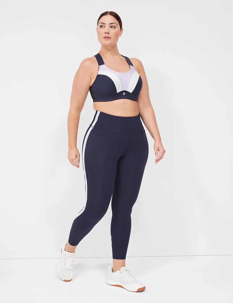 Navy Lane Bryant LIVI Max Support Wicking Underwire Women Sports Bra | QOM3063XN