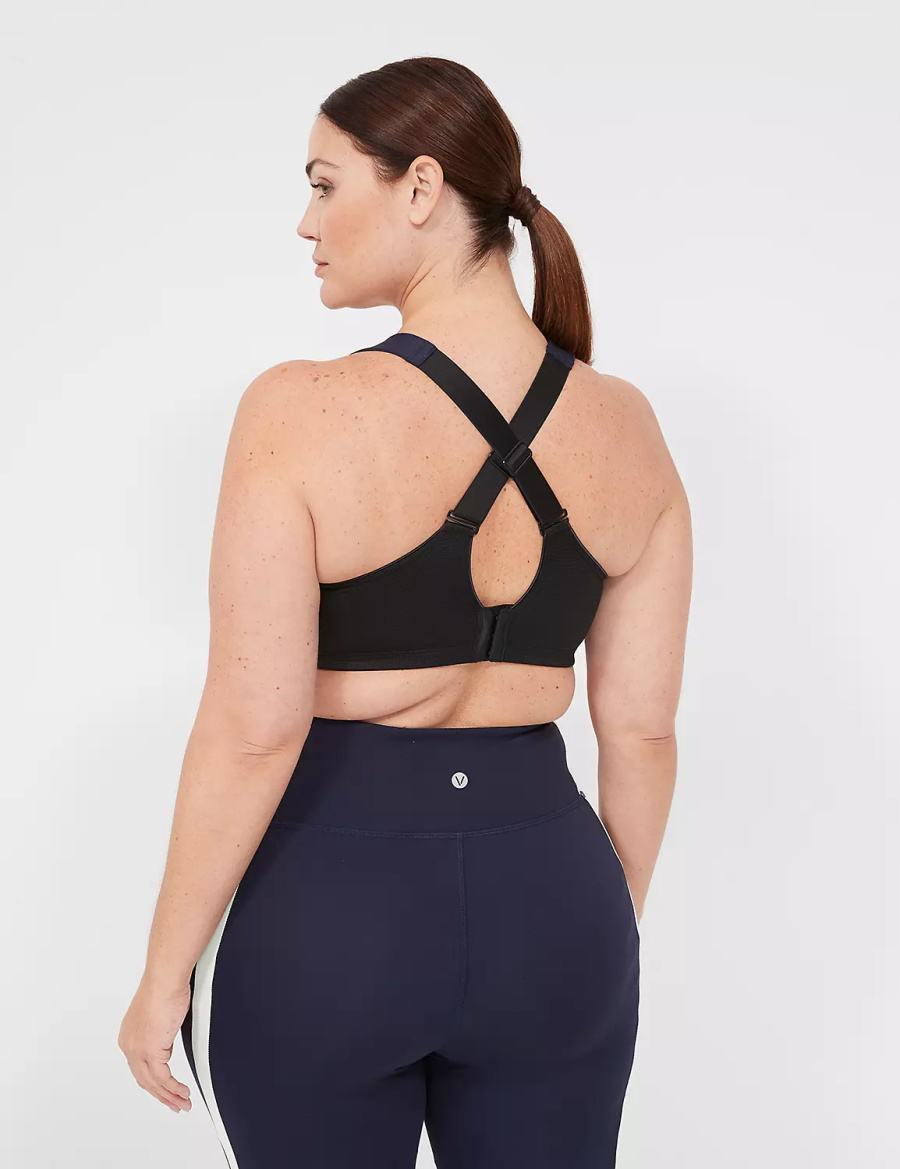 Navy Lane Bryant LIVI Max Support Wicking Underwire Women Sports Bra | QOM3063XN