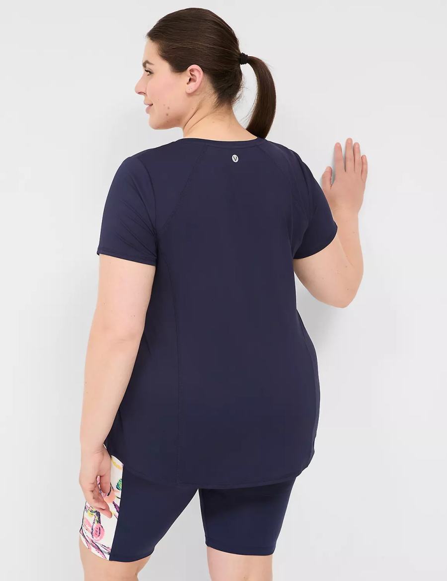 Navy Lane Bryant LIVI Wicking V-Neck Performance Tee Women T Shirts | YAI9671DP