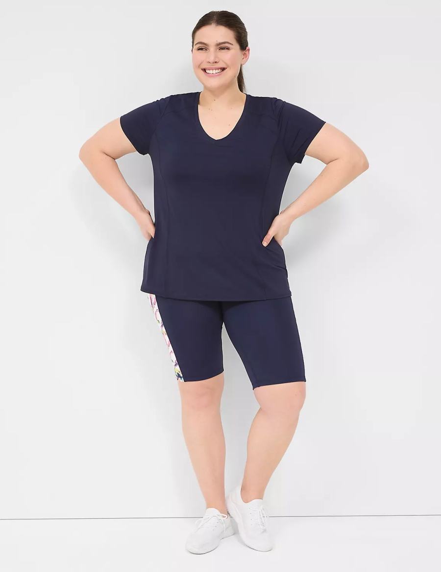 Navy Lane Bryant LIVI Wicking V-Neck Performance Tee Women T Shirts | YAI9671DP