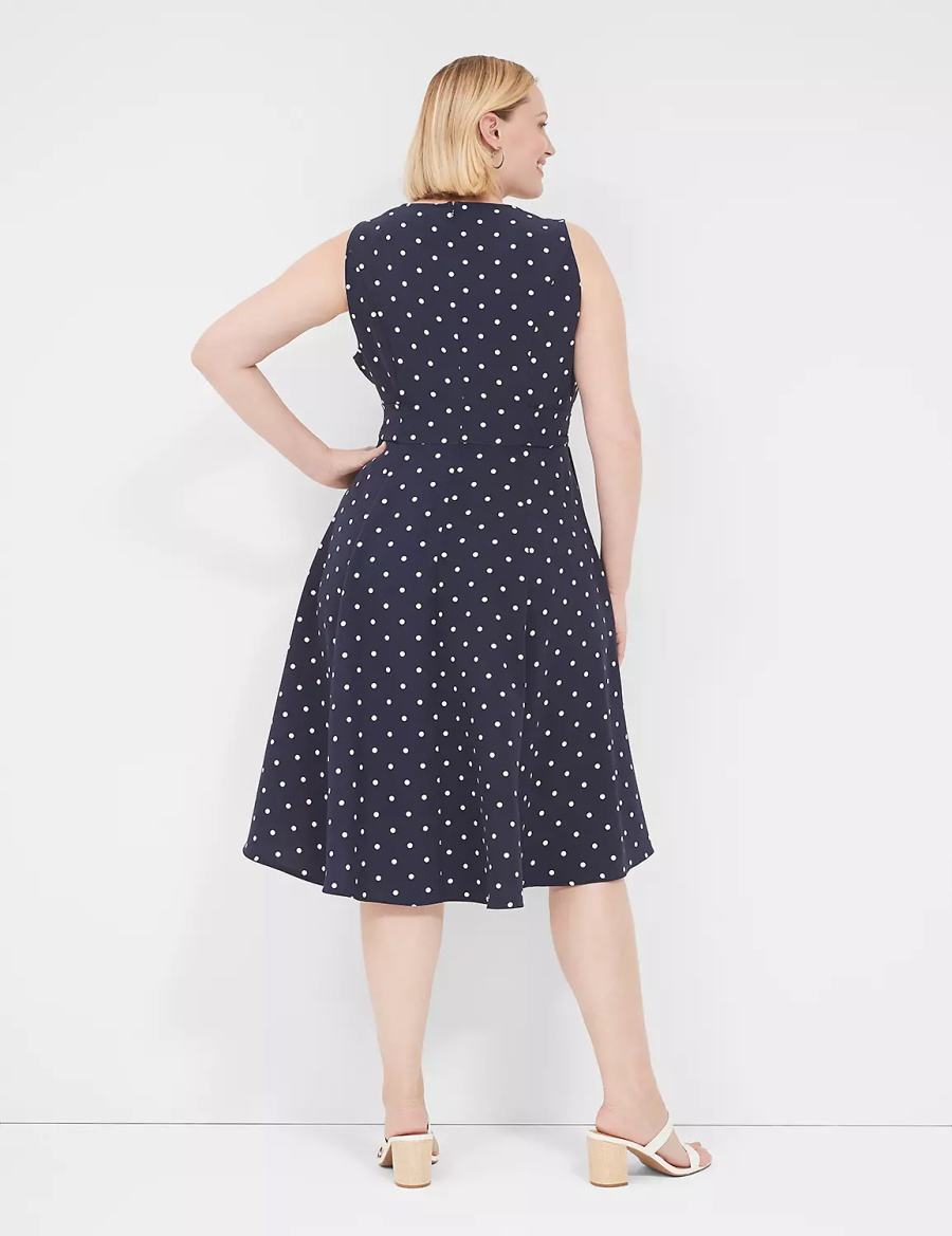 Navy Lane Bryant Lena Sleeveless Level-Hem Women Midi Dress | DJM6761LO