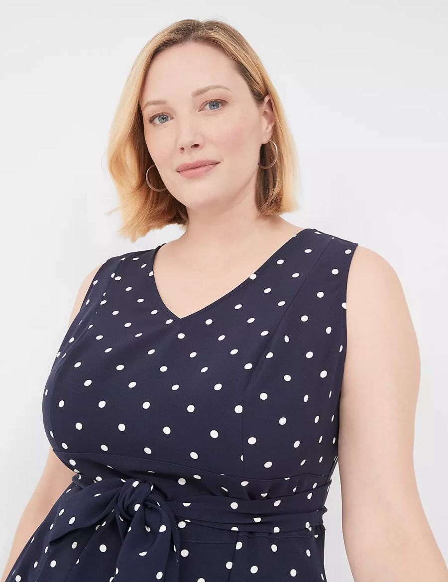 Navy Lane Bryant Lena Sleeveless Level-Hem Women Midi Dress | DJM6761LO