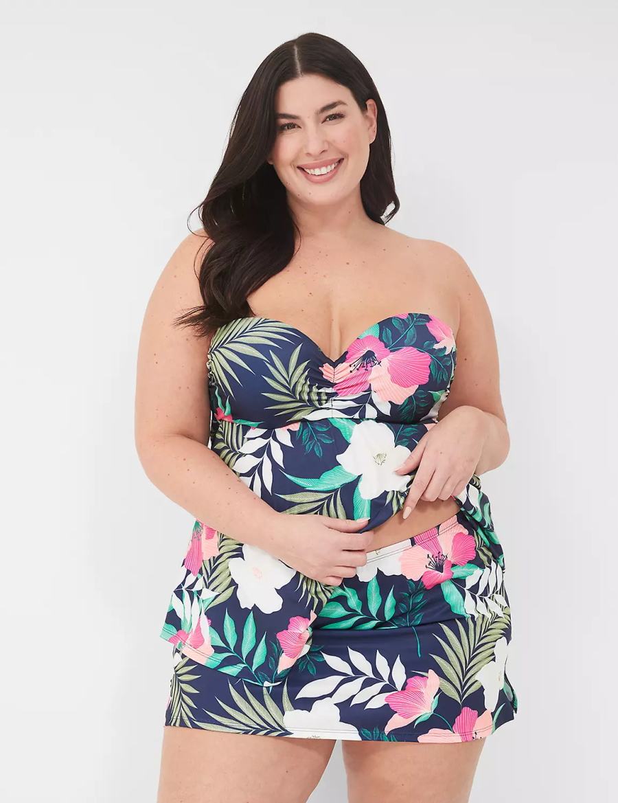 Navy Lane Bryant Side Slit Swim Women Skirts | VXW4139AQ