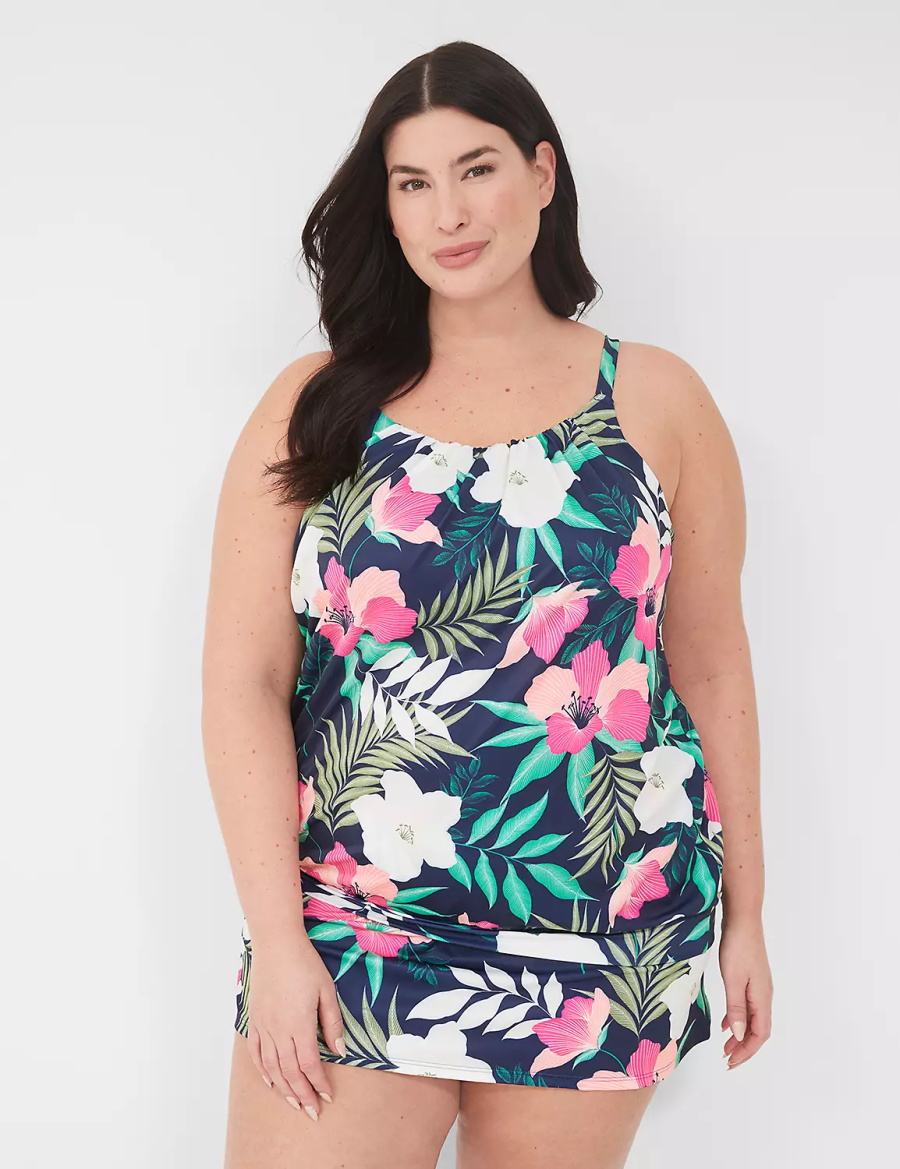 Navy Lane Bryant Side Slit Swim Women Skirts | VXW4139AQ