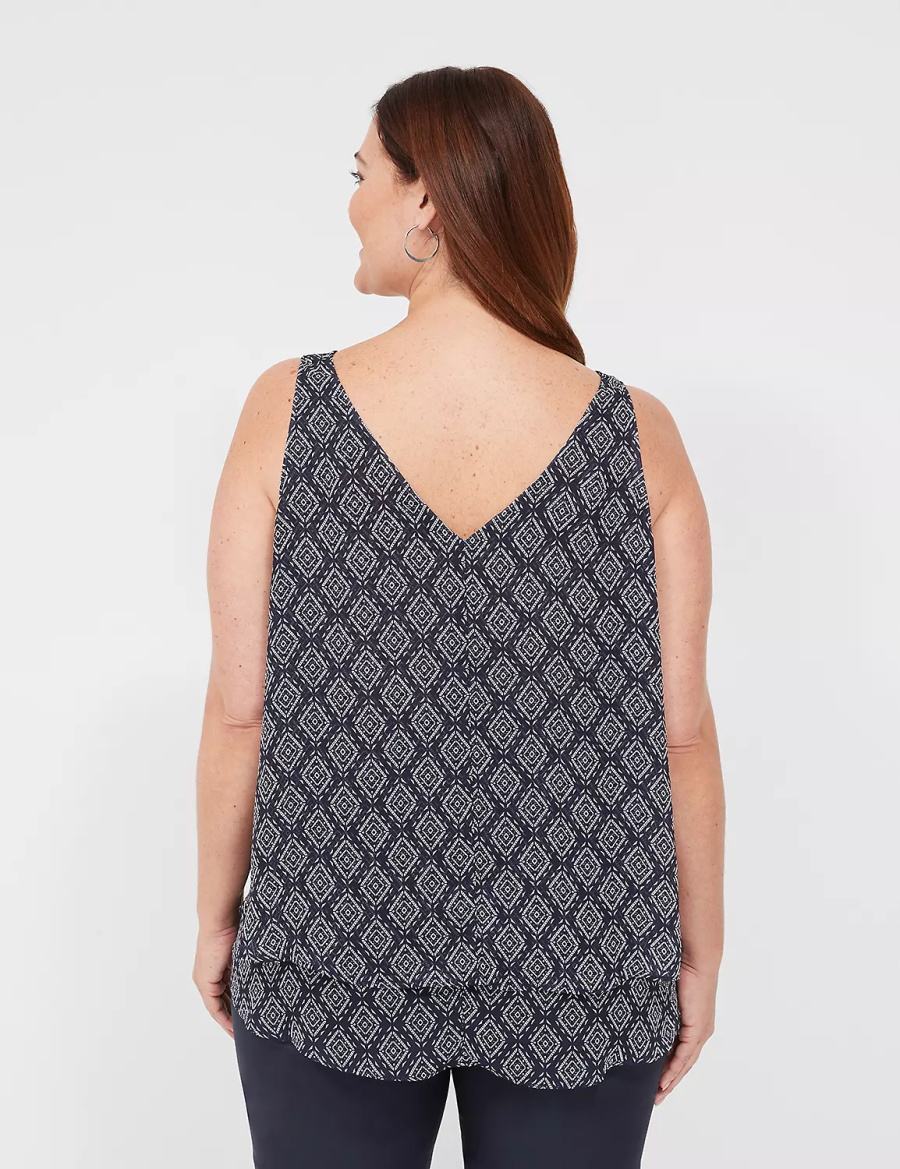 Navy Lane Bryant Swing Double-Layer Chiffon Women Tank Top | JXU2939UA