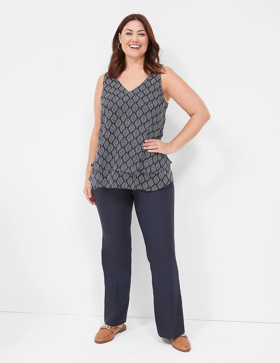 Navy Lane Bryant Swing Double-Layer Chiffon Women Tank Top | JXU2939UA