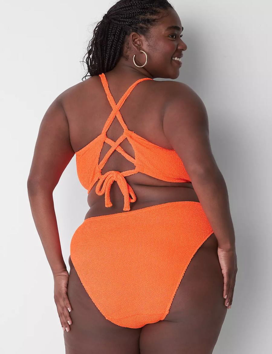 Orange Lane Bryant Crinkle High-Leg Cheeky Swim Women Bikini Bottom | EJB3015SH