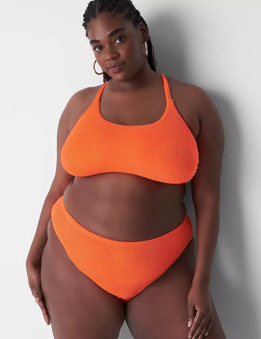 Orange Lane Bryant Crinkle High-Leg Cheeky Swim Women Bikini Bottom | EJB3015SH