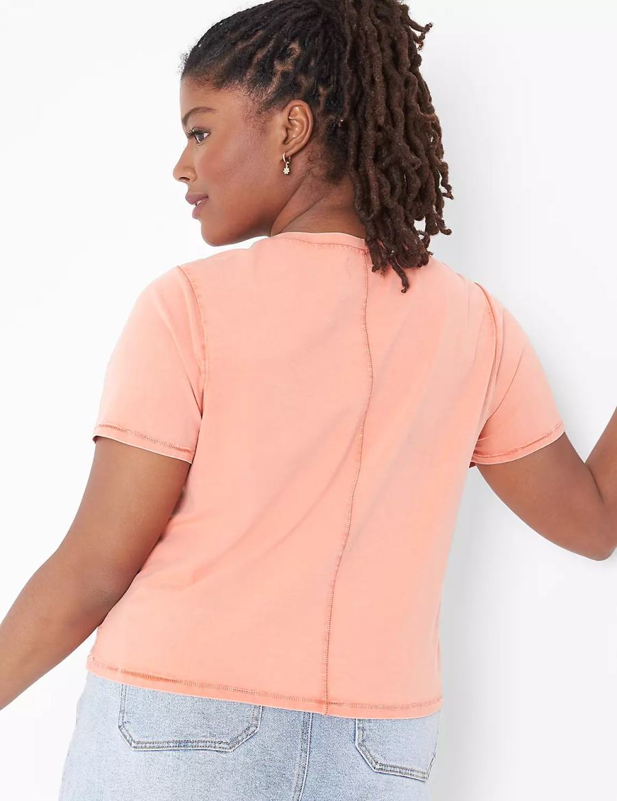 Orange Lane Bryant Crop Crew-Neck Washed Tee Women T Shirts | ZOJ2843ZG