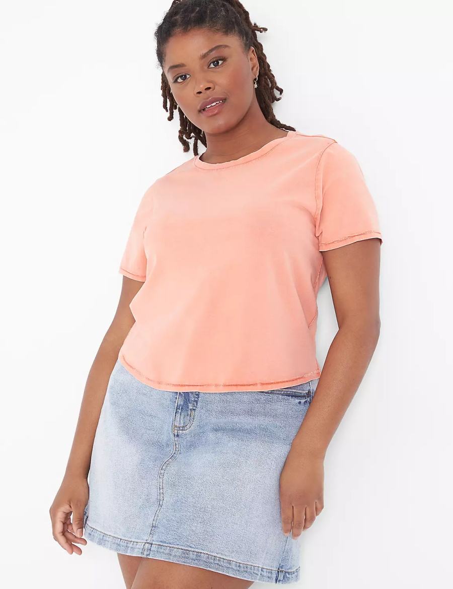 Orange Lane Bryant Crop Crew-Neck Washed Tee Women T Shirts | ZOJ2843ZG