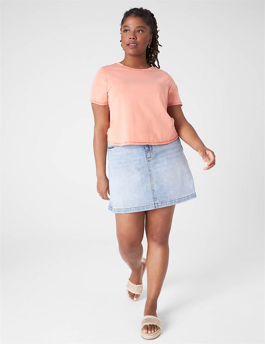 Orange Lane Bryant Crop Crew-Neck Washed Tee Women T Shirts | ZOJ2843ZG