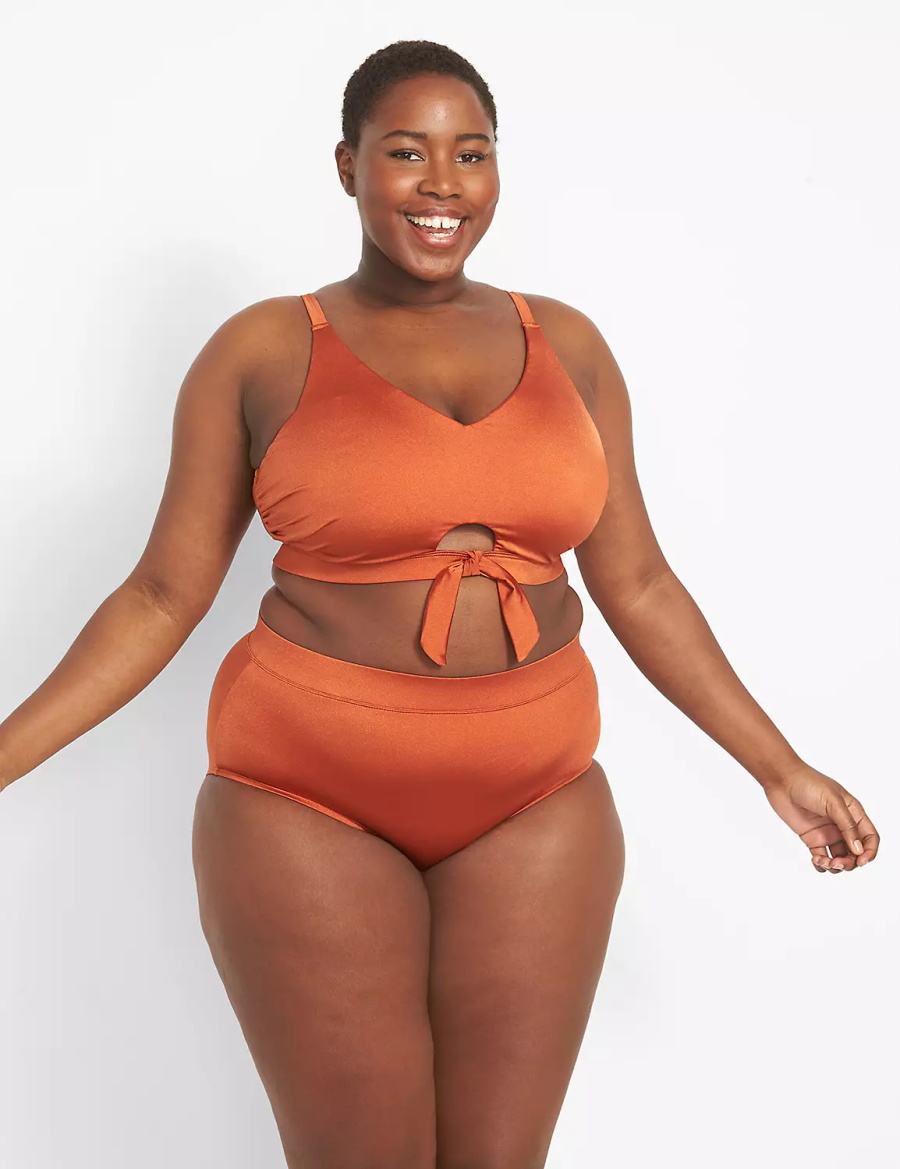 Orange Lane Bryant Shimmer Swim Women Briefs | OUR2888EP