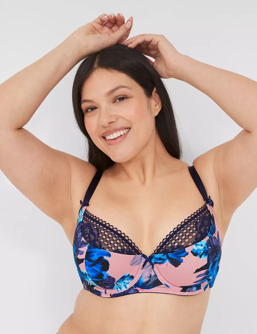 Pink Blue Black Lane Bryant Lace French Women Balconette Bra | AAU6196OP