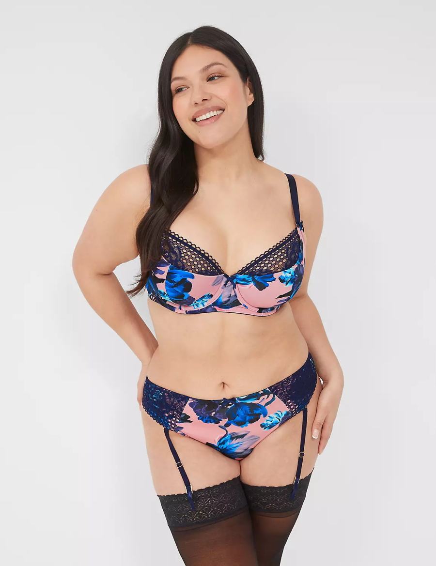 Pink Blue Black Lane Bryant Lace French Women Balconette Bra | AAU6196OP