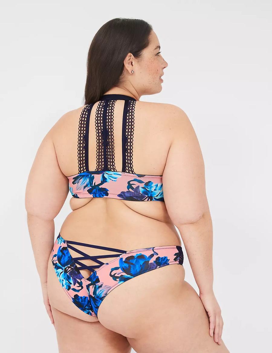 Pink Blue Lane Bryant Strappy-Back Tanga Women Briefs | NKC2487CZ