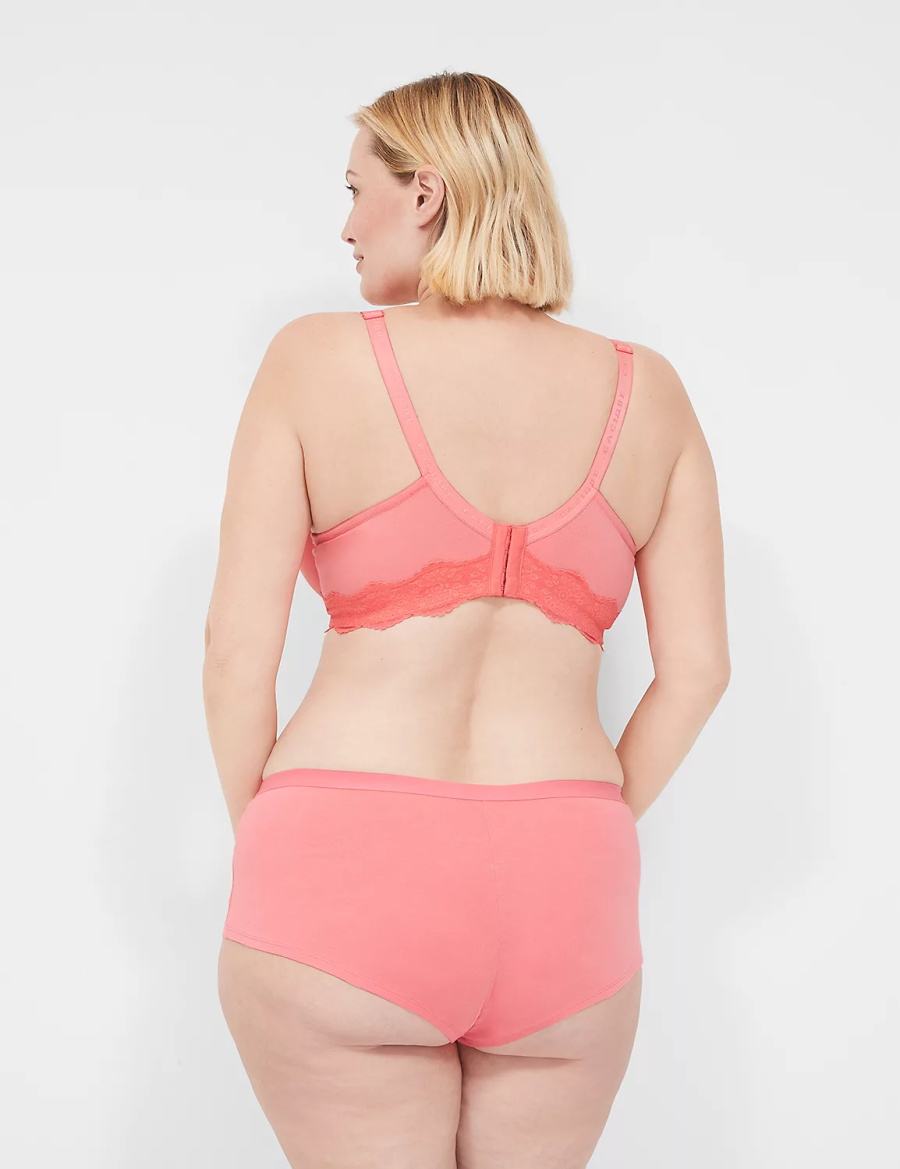 Pink Lane Bryant Cotton Boyshort With Lace Women Briefs | YHP680EG