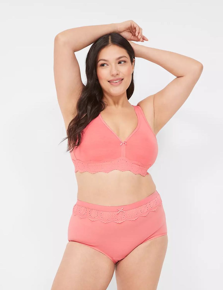 Pink Lane Bryant Cotton Full with Lace Waist Women Briefs | CAM54100YA