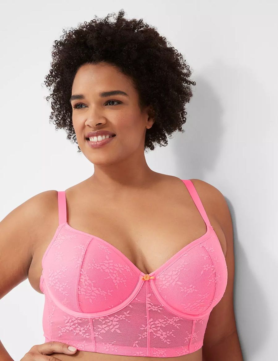 Pink Lane Bryant Delicate Lace Lightly Lined Demi Corset Women Bralettes | GTK3996TT