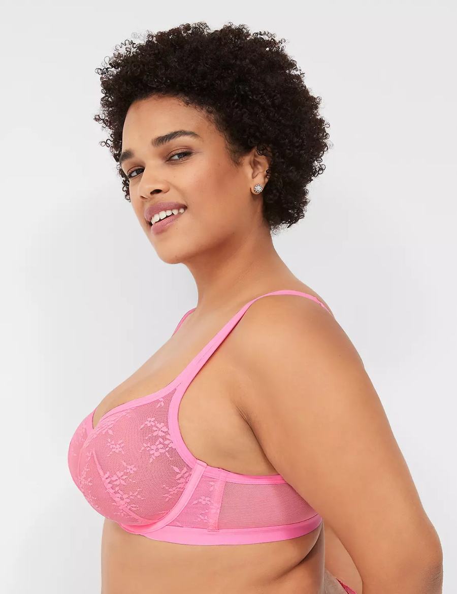 Pink Lane Bryant Delicate Lace Unlined Square-Neck Women T-Shirt Bra | VRK2555GR