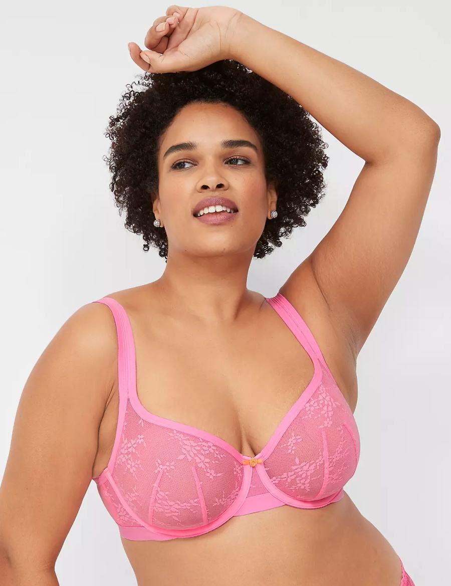 Pink Lane Bryant Delicate Lace Unlined Square-Neck Women T-Shirt Bra | VRK2555GR