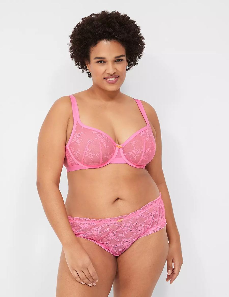 Pink Lane Bryant Delicate Lace Unlined Square-Neck Women T-Shirt Bra | VRK2555GR