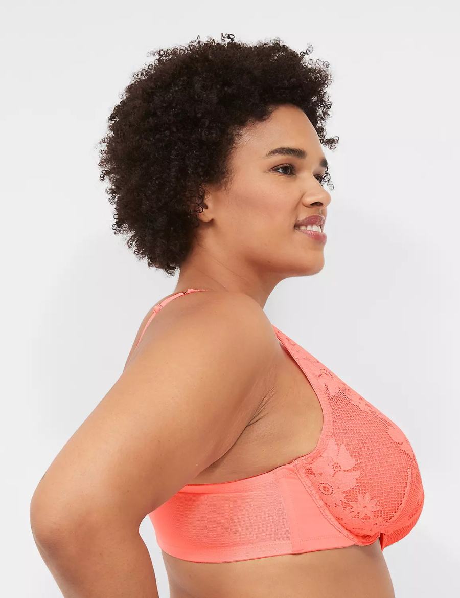 Pink Lane Bryant Fishnet Lace Plunge Women Unlined Bra | GNW2587UP