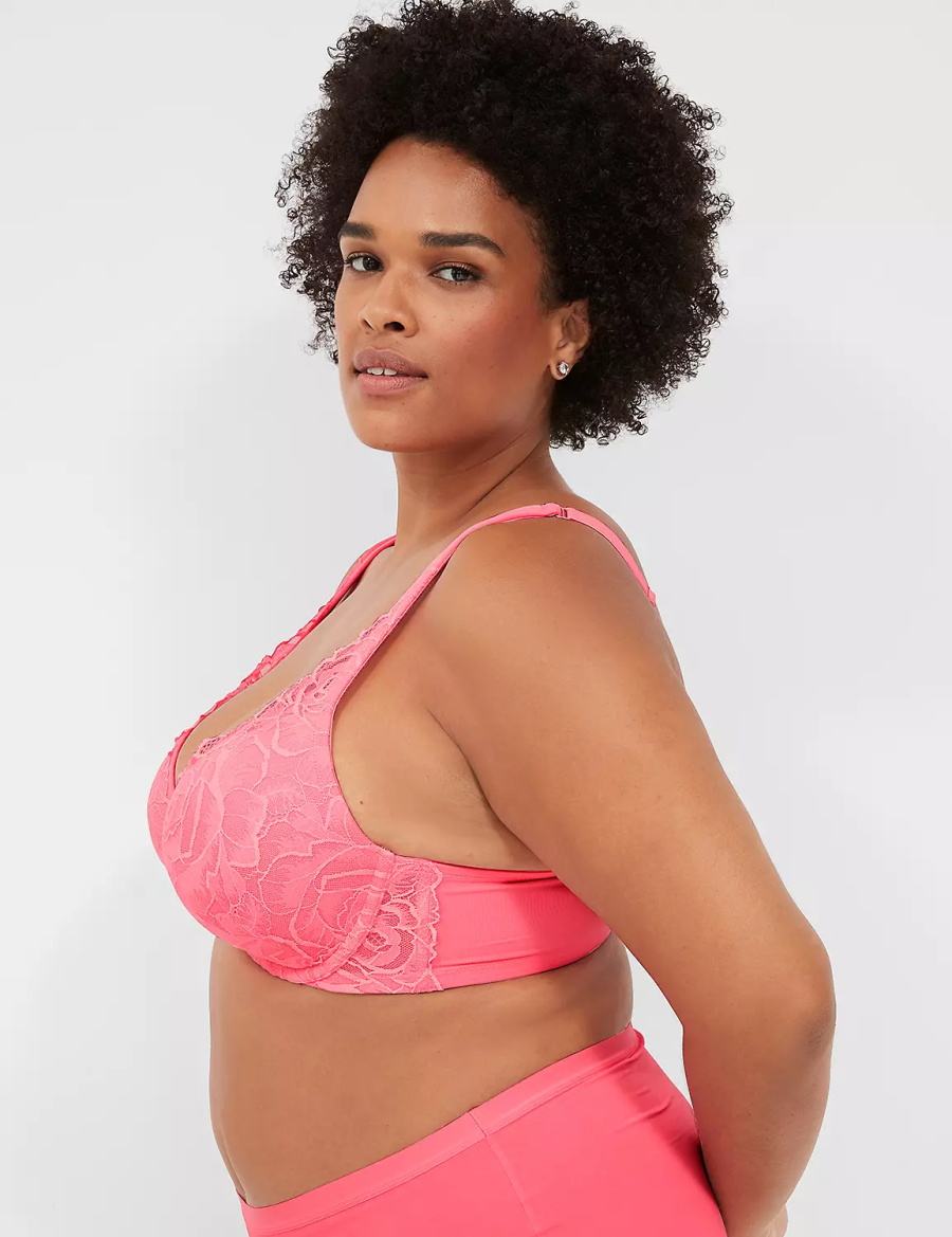 Pink Lane Bryant Front-Close Smooth Boost Plunge Women Bralettes | MZO7153WL