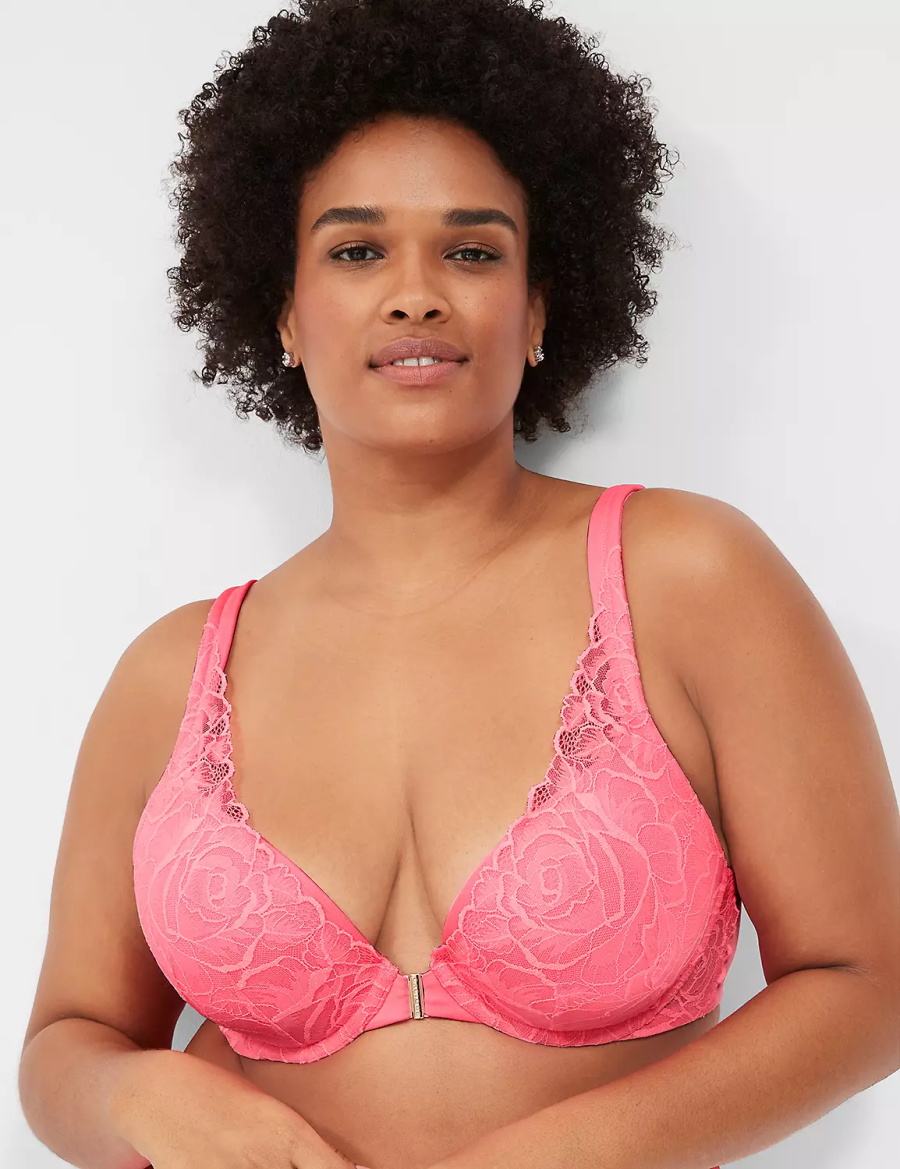 Pink Lane Bryant Front-Close Smooth Boost Plunge Women Bralettes | MZO7153WL