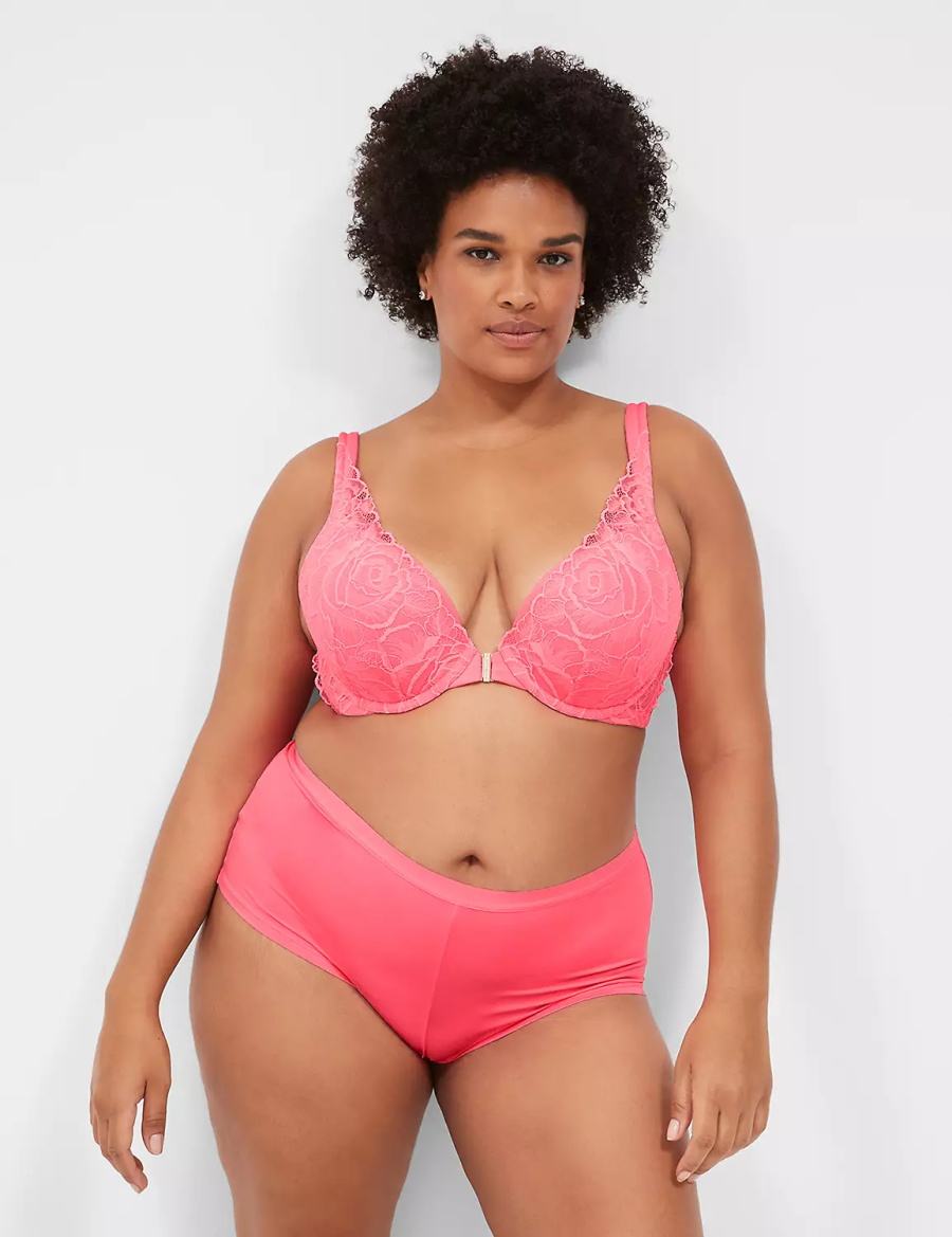 Pink Lane Bryant Front-Close Smooth Boost Plunge Women Bralettes | MZO7153WL