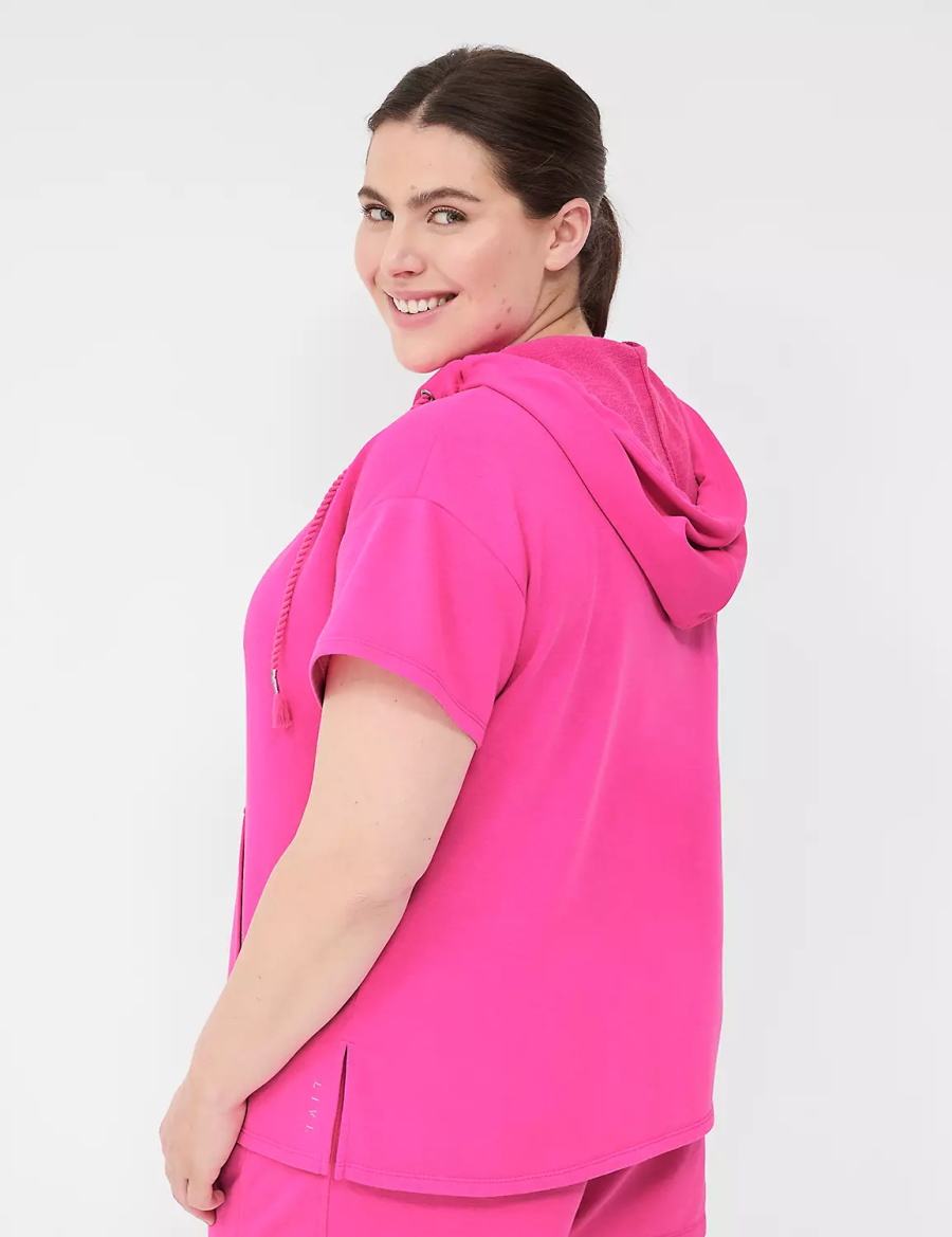 Pink Lane Bryant LIVI Short-Sleeve French Terry Women Hoodie | RSZ8710RW