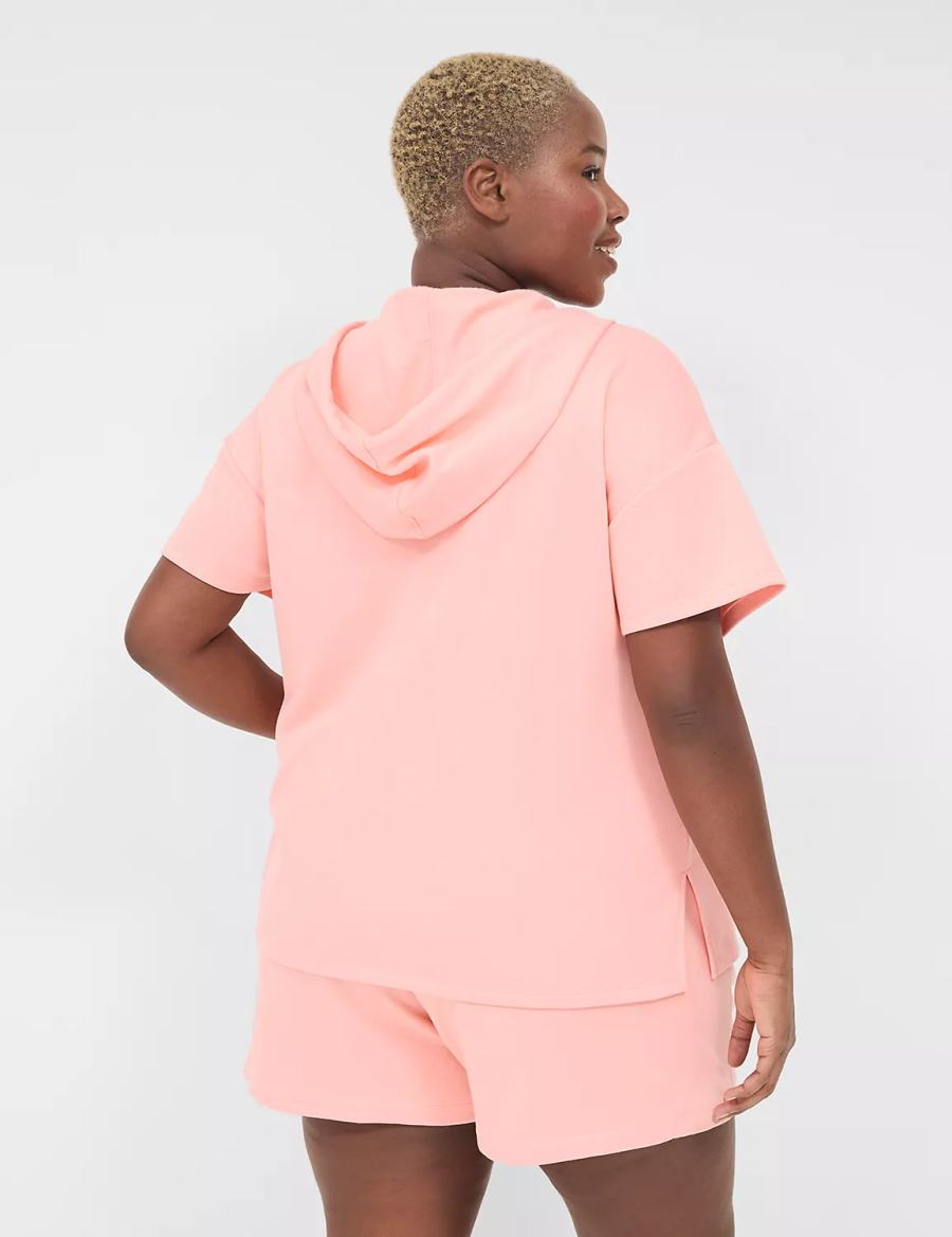 Pink Lane Bryant LIVI Short-Sleeve French Terry Women Hoodie | DIW8138TY