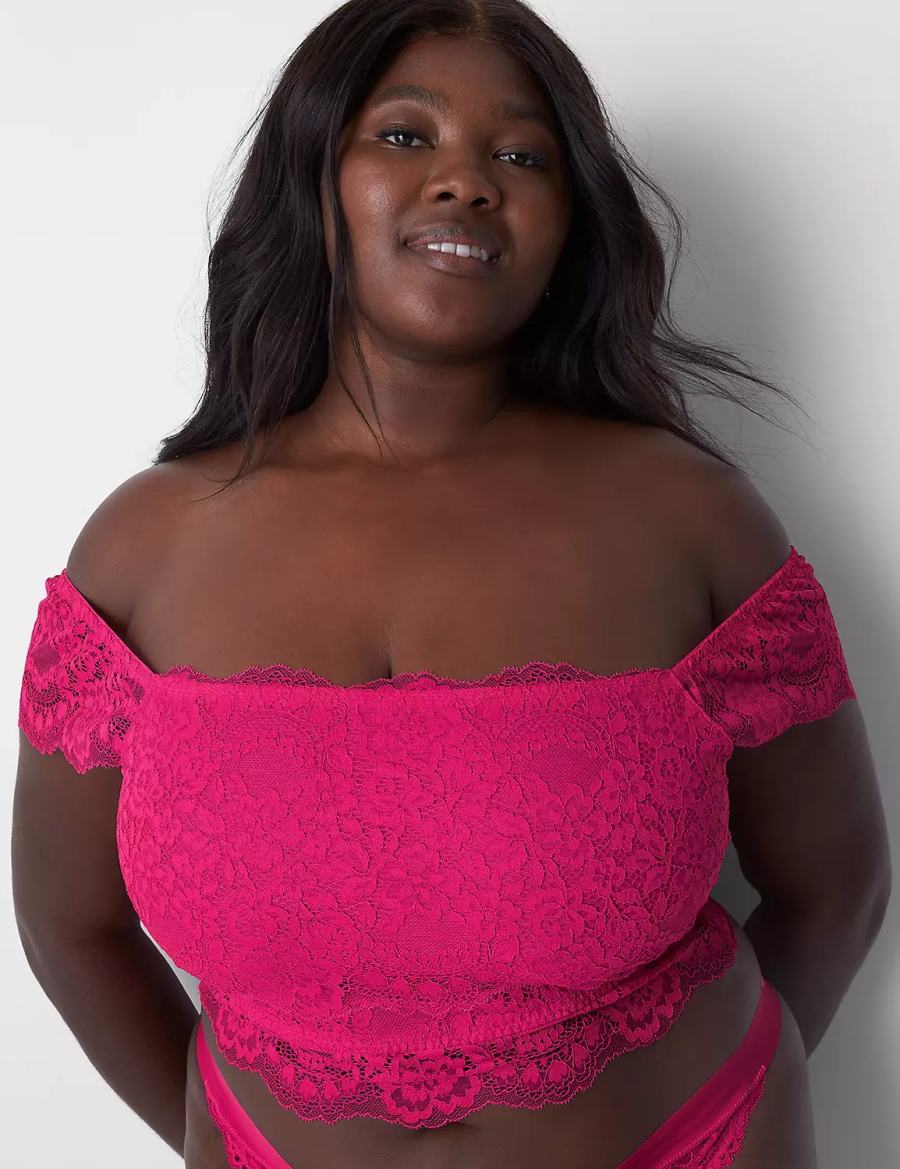 Pink Lane Bryant Lace Crop Top Women Bralettes | HDB6441QS