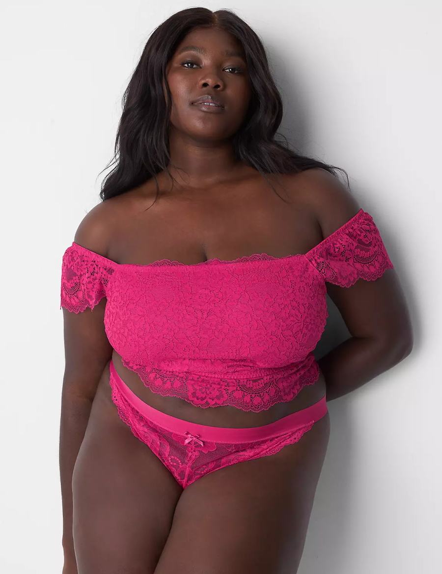 Pink Lane Bryant Lace Crop Top Women Bralettes | HDB6441QS