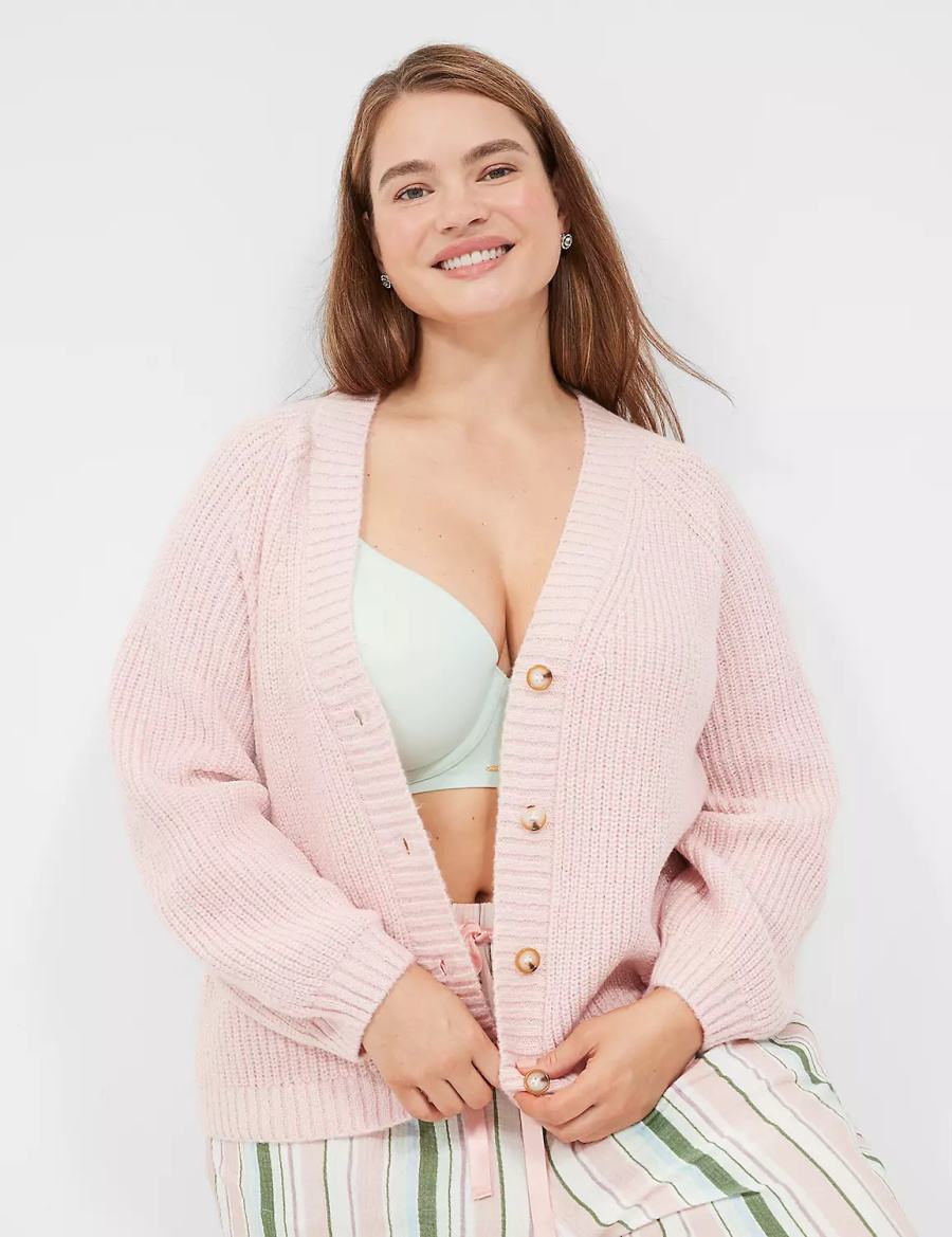 Pink Lane Bryant Lurex Knit Sleep Women Cardigan | XZZ5235DY