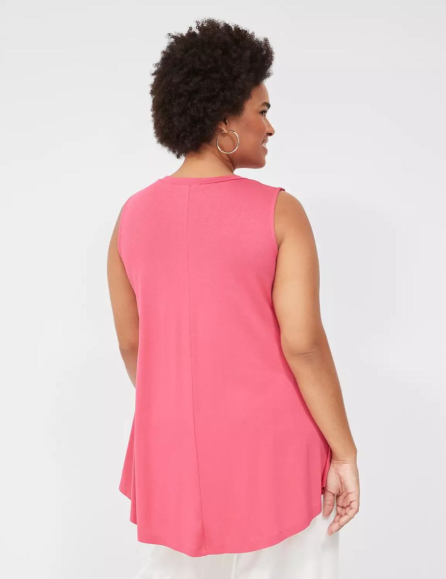 Pink Lane Bryant Max Swing High-Neck Smocked-Shoulder Tunic Women T Shirts | ZMK81100SJ