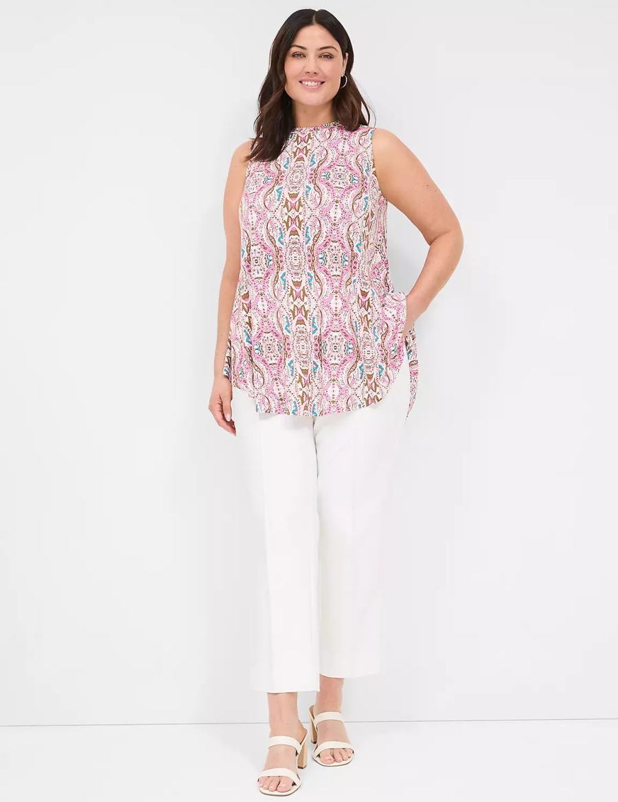 Pink Lane Bryant Max Swing Sleeveless High-Neck Tunic Women T Shirts | ZNA5726RB