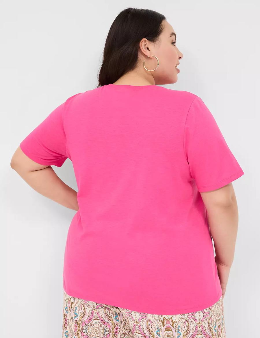 Pink Lane Bryant Perfect Sleeve Crew-Neck Tee Women T Shirts | SFT1523EP