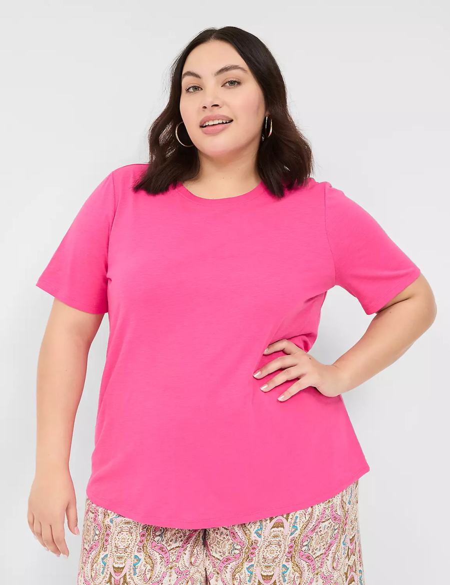 Pink Lane Bryant Perfect Sleeve Crew-Neck Tee Women T Shirts | SFT1523EP