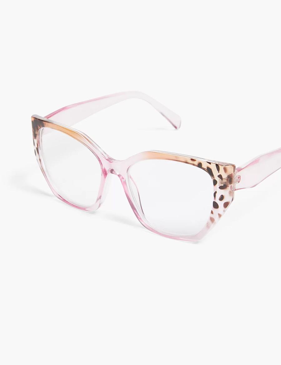 Pink Lane Bryant Pink & Cheetah Print Jelly Cateye Reading Women Glasses | DRP4183QQ