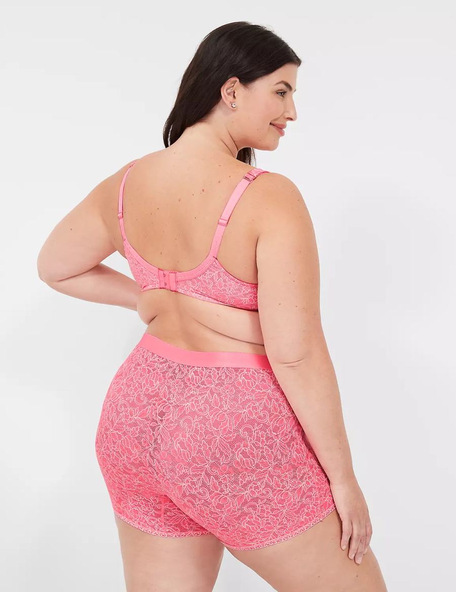 Pink Lane Bryant Stretch Lace Boxer Women Briefs | LYS1692VJ