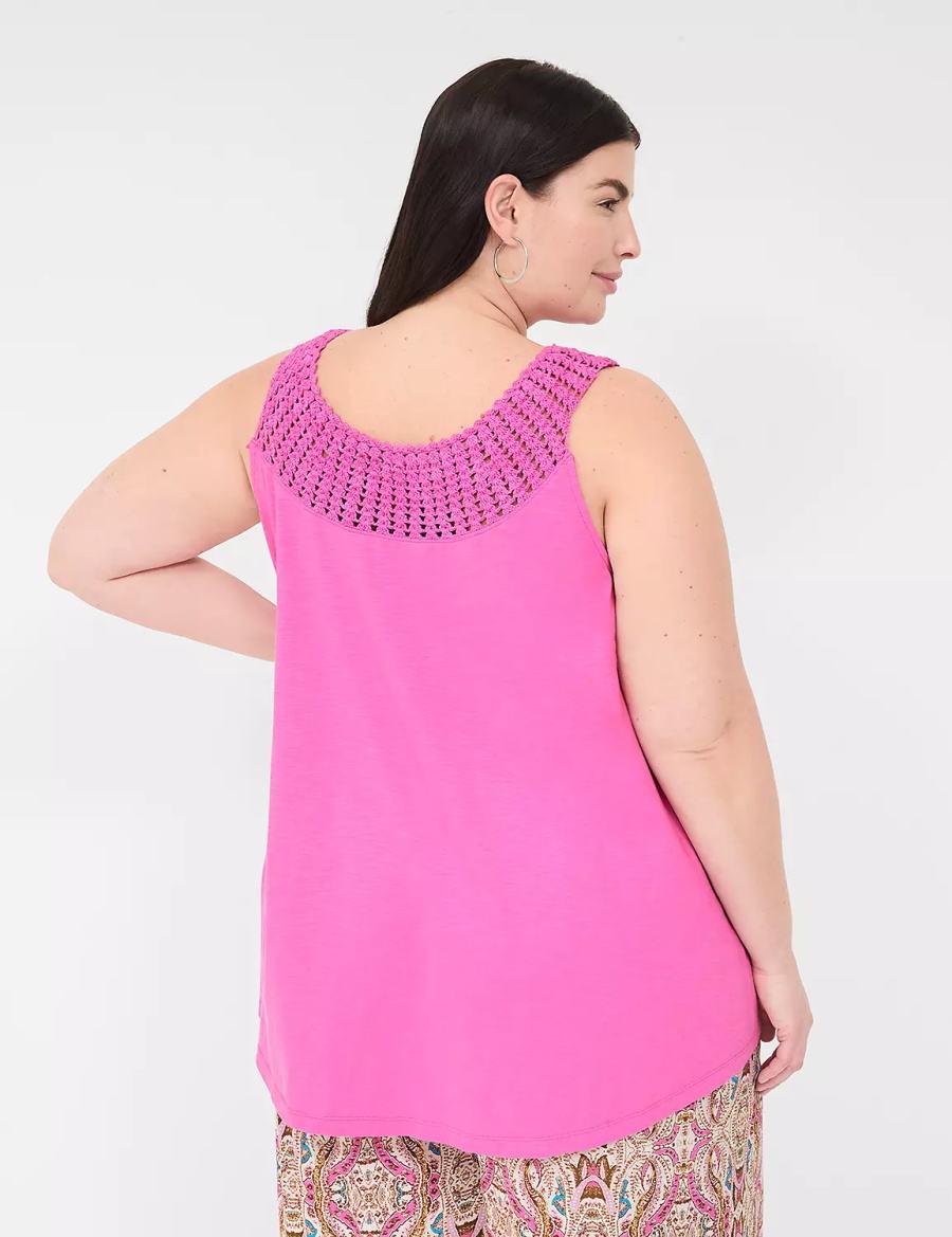 Pink Lane Bryant Swing Sleeveless Crochet-Neck Top Women Tank Top | WXW7979BT