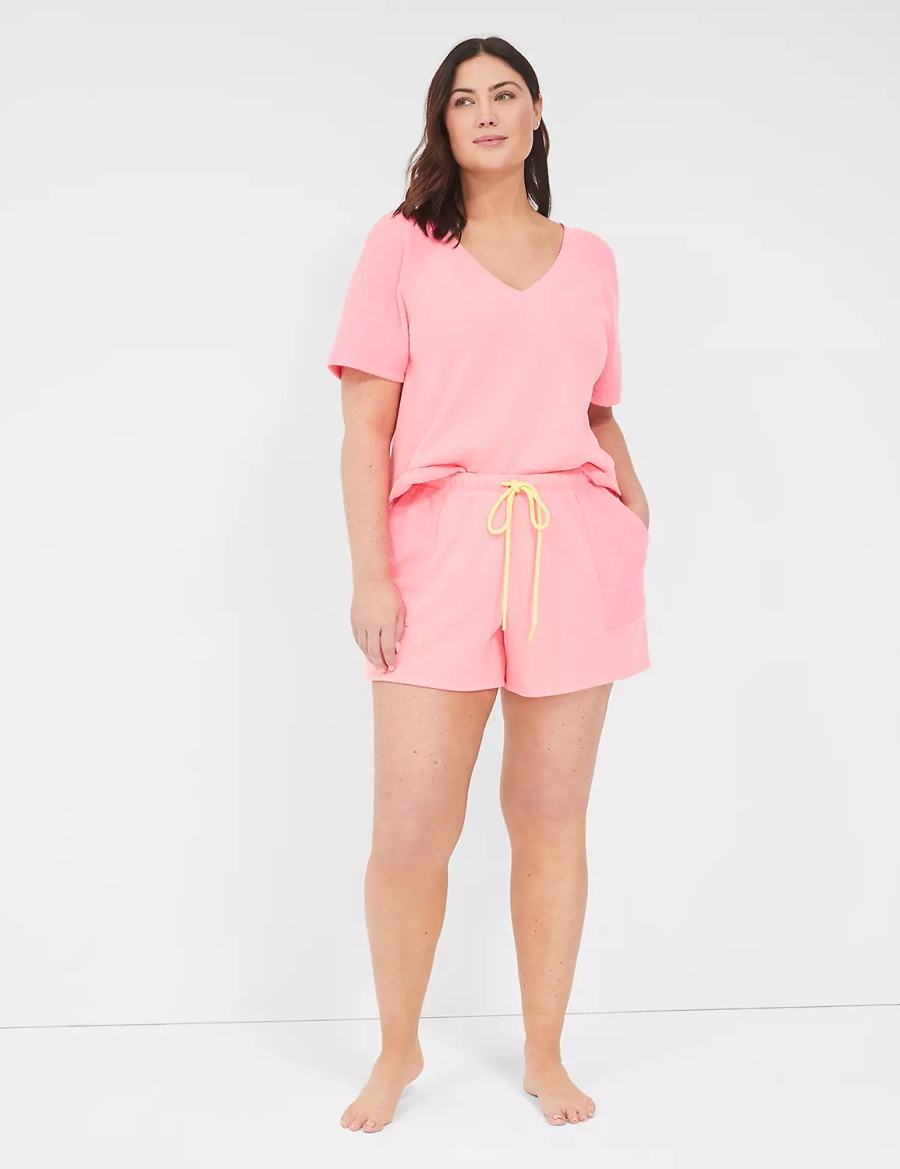 Pink Lane Bryant Terry Fleece Boyfriend Women Shorts | AHK1180RJ