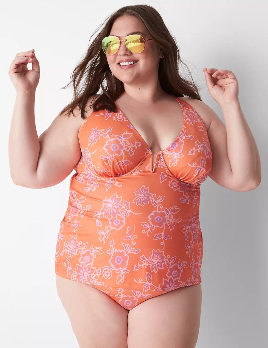 Pink Lane Bryant Underwire V-Wire Swim Tankini Women Bikini Top | NTL296ID