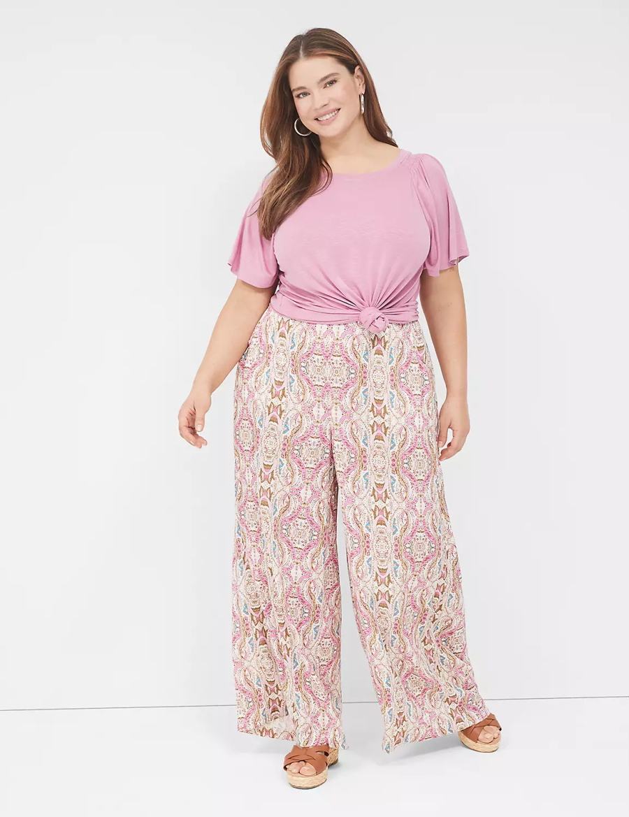 Pink Lane Bryant Wide Leg Vacation Women Pants | KZV6895TD