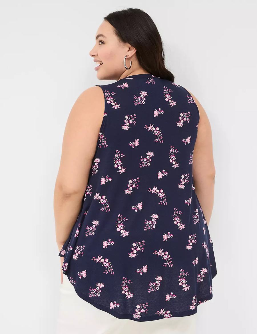 Pink Navy Lane Bryant Max Swing Sleeveless High-Neck Tunic Women T Shirts | MFB518GO