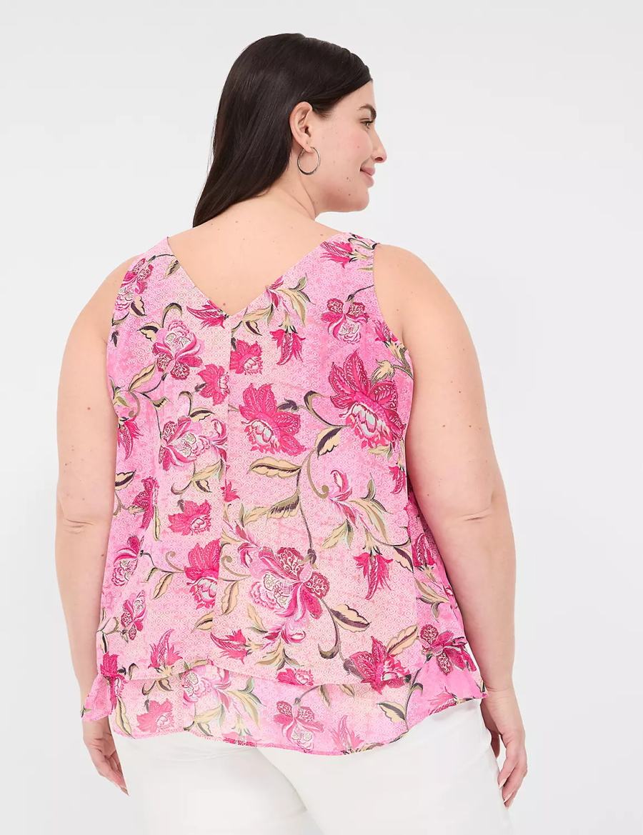 Pink Rose Lane Bryant Swing Double-Layer Chiffon Women Tank Top | QMX3674DF