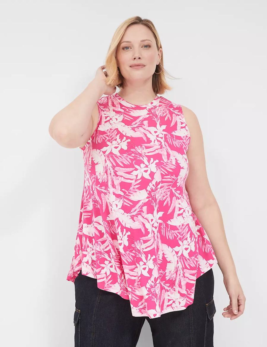 Pink White Lane Bryant Max Swing Sleeveless High-Neck Tunic Women T Shirts | RIB624XG